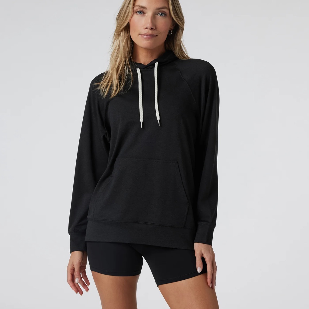 Vuori Halo Oversized Essential Hoodie In Black Heather Size Xxs